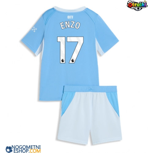 Otroški Nogometni dresi Manchester City Enzo Fernandez #17 Domači 2026-27 Kratek Rokav (+ Kratke hlače)
